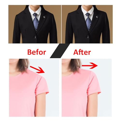 SZMUHLNY 2 Pairs Shoulder Pads for Women Clothes,No-Sewing Required Anti-Slip Detachable Reusable Soft Sponge Shoulder Pads for Men Blazer Clothes Sewing Accessories - color: 2 pack/Black,Skin
