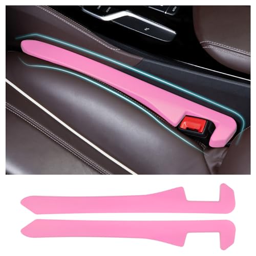 Junecarp Car Seat Gap Filler 2 Pack,Car Gap Filler Organizer to Impede Items from Dropping,Essential Interior Car Accessories Seat Gap Plug (Pink) - color: Pink/2pcs