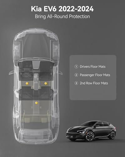 3W Floor Mats for Kia EV6 2024 2023 2022 Floor Liner Custom Fit All Weather TPE Car Mats Fit for KIA EV6 1st & 2nd Row,Black - size: 1.For Kia EV6 | 22-24 | 1st & 2nd Row