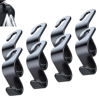 Car Seat Headrest Hook, Organizer Universal for Handbag/Purse/Gym Bag/Hat/Baby Gear/Groceries Car Accessories, Car Back Seat Headrest Hook (Black) (2)