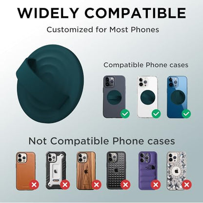 Magnetic Phone Grip Ring Holder, Liquid Silicone Magnet Cell Phone Grip Finger Loop, Compatible with Magsafe, Back of Phone for iPhone 17/16/15/14/13/12 Series, Dark Green - color: Dark Green