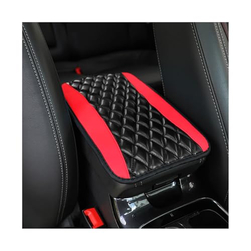 Moly Magnolia Car Center Console Cushion Pad, Universal Leather Waterproof Armrest Seat Box Cover Protector,Comfortable Car Decor Accessories Fit for Most Cars, Vehicles, SUVs (Red) - color: Red