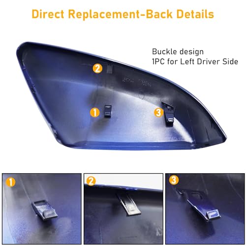 Moonlinks Compatible with 2016-2021 Honda Civic Driver Side Mirror Cover Replacement,Aegean Blue Metallic for 10th Gen Civic,2019-2022 Insight,Left Side Door Rearview Mirror Cap Trim(1PC) - size: 10th-left Blue