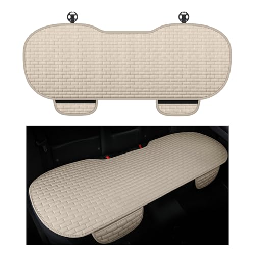 Car Back Seat Cover,Non-Slip & Breathable Bench Seat Cover with Side Pockets for Car Storage & Protecting Interiors,Universal All-Season Seats Back Protector for Most Cars (Rear Seat Cover/Biege) - color: Rear Seat Cover/Biege