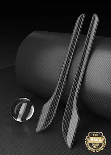 Door Handle Cover, Real Matte Carbon Fiber Door Handle Trim Protector Set Compatible with Tesla Model y Model 3 2017-2025 (4 Pieces) (Glossy Carbon Fiber with drip) - color: Glossy Carbon Fiber with drip