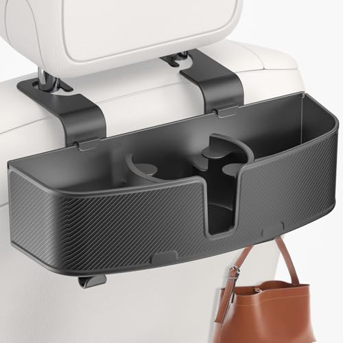 MAGJIEYX Car Headrest Cup Holder for Back Seat Organizer for Multi-Hanging Snack Storage Box with Strong Hooks for Kids and Uber Backseat Passengers Share Rid for Travel Accessories - color: Matte Black, size: 1 Pack