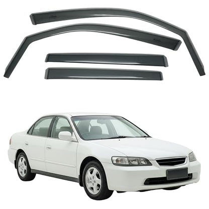 in-Channel Car Window Rain Guard Compatible with Honda Accord K9 (1998-2002) 4pcs, Taiwan Made Precise & Transparent Car Wind Deflectors No Water Leakage Visors - size: Accord K9 (1998-2002) 4pcs