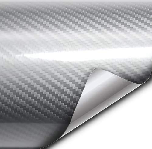 VVIVID Epoxy High Gloss Carbon Vinyl Automotive Wrap Film DIY Easy to Install No Mess (1ft x 5ft, Silver) - color: Silver, size: 1ft x 5ft