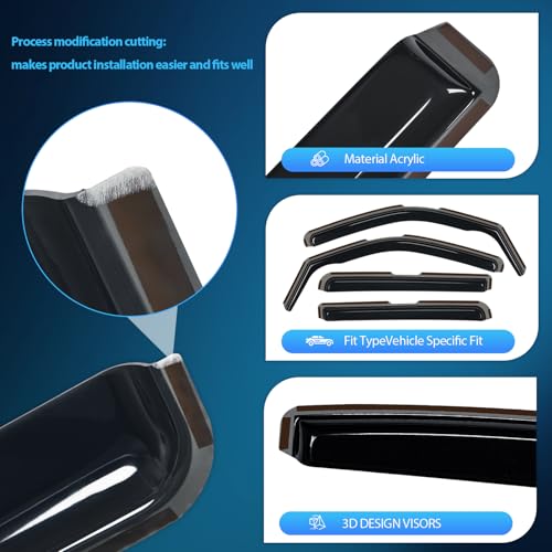 Nilight in-Channel Rain Guards for Frontier Crew Cab 2022-2026, Vent Window Visors, Low Profile Wind Deflectors for Rain & Fresh Air Ventilation, Smoke Tinted, 4PCS - size: Nissan Frontier 2022-2026