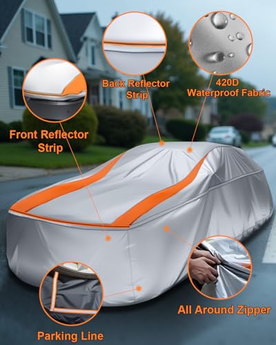 Sliver Full Enclosed Car Cover Universal Fit Wrangler 2 Door 1987-2025 YJ/TJ/JK/JL,Kia Soul,Honda fit,Trax,Encore,Kona/Veloster,HR-V 2015-2022 Fit Small SUV/Hatchback/Jeep Length up to 171 in - size: 6.For Small SUV/Jeep/Hatchback Length Up to 171 in