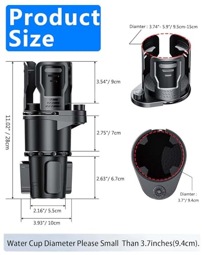 Cup Holder Expander for car 2 in 1 Multifunctional Car Cup Holder Extender Adapter with Adjustable Base Compatible with Hydro Flask,Yeti, Nalgene,32/40 oz Large Bottles Drinks Mugs-Large - size: Large