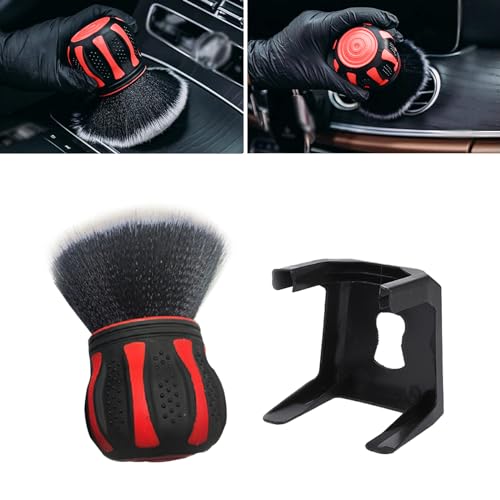 1 PC Car Detail Brush, Car Beauty Tools, Ultra Soft Detailing Brush with Storage Rack, Car Interior Cleaning Brush, for Most Cars (Red), LEEQJS1702RE-1PC