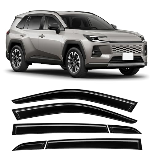 Rain Guards Compatible with Toyota RAV4 2026 2027, Tape-on Durable Side Sun Wind Window Deflectors, 2026-2027 RAV4 Rain Guard Black 6 PCS - size: Fit for Toyota Rav4 2026-2027