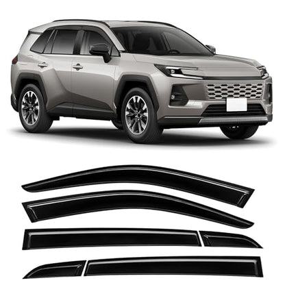 Rain Guards Compatible with Toyota RAV4 2026 2027, Tape-on Durable Side Sun Wind Window Deflectors, 2026-2027 RAV4 Rain Guard Black 6 PCS - size: Fit for Toyota Rav4 2026-2027