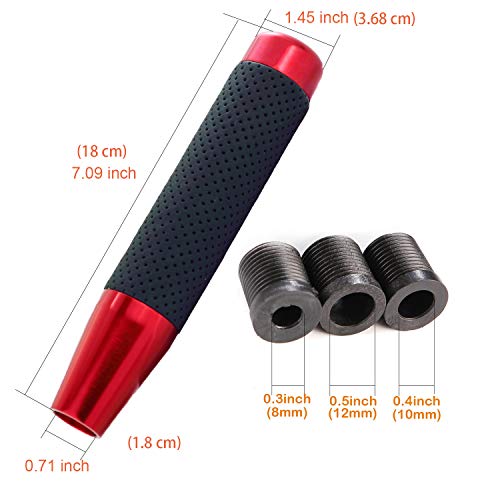 7" Long Weighted Gear Shifter Knob Leather Covered Alloy Car Stick Shift Lever Handle Fit Most Manual Vehicles, Red - color: Red