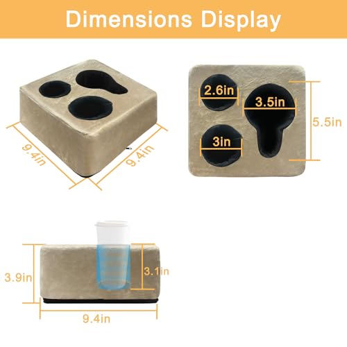 Couch Cup Holder Pillow Tray! Keep Drinks Hand Reach and KeepTemp, Prevent Spills and Use Anywhere. Cup Holder for Couch, Bed, Car, Courtyard, Park, Beach. Pink. Light Khaki - color: Light Khaki, size: 9.4" x 9.4" x 3.9"