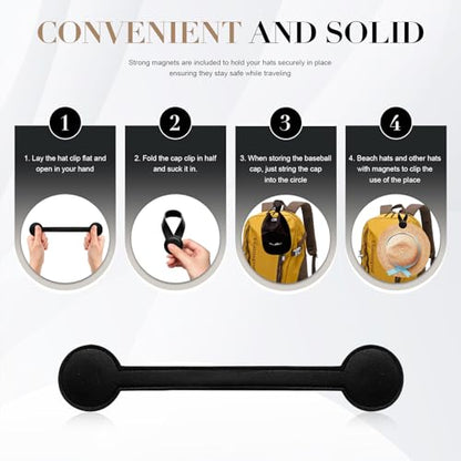 Travel Clip for Bags, Strong Leather Holder with Secure Closure, Lightweight Hook for Purses, Backpacks, Tote Bags, Luggage, Beach Accessories, and Vacation Essentials (1-Pack) ﻿ - color: Black