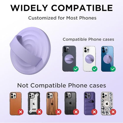 Magnetic Phone Grip Ring Holder, Liquid Silicone Magnet Cell Phone Grip Finger Loop, Compatible with Magsafe, Back of Phone for iPhone 17/16/15/14/13/12 Series, Lilac Purple - color: Lilac Purple