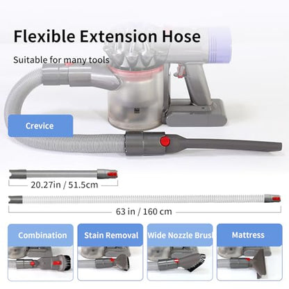 Replacement Attachment Kit compatible with Dyson V7 V8 V10 V11 V15 Absolute Animal Vacuum Cleaner, Flexible Extension Hose Mattress Tool Stiff Brush Soft Bristle Attachment, and Flexible Crevice Tool - color: Home Cleaning Kit