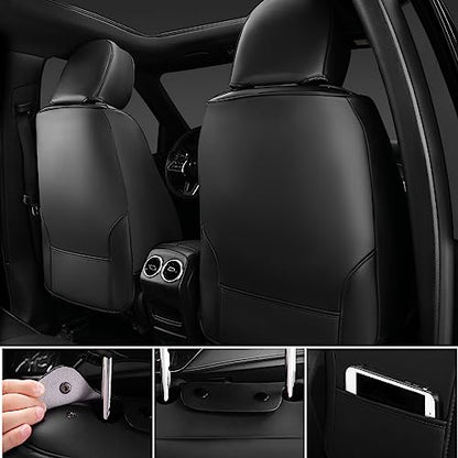CAR PASS Nappa Leather Bling Diamond Black Red Seat Covers Full Set, Waterproof Calfskin Heavy-Duty Anti-Slip, Universal Fit for 95% Auto SUV Sedan Truck, Glitter Sparkle Shining (Red Rhinestone) - color: Black and Red Diamond, size: Full Set