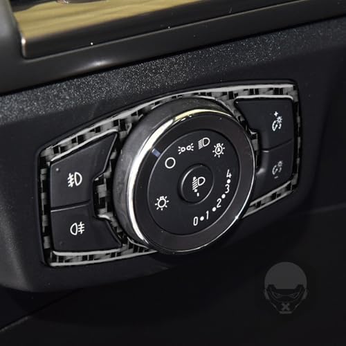Real Bright Soft Carbon Fiber Car Driver Side Headlight Switch Control Frame Trim Sticker Compatible with Ford Mondeo/Fusion 2013 2014 2015 2016 2017 2018 2019 Auto Interior Accessories Black - color: Black-headlight Switch
