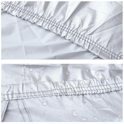 uxcell YL Silver Tone 190T Car Cover Outdoor Weather Waterproof Scratch Rain Snow Heat Resistant W Mirror Pocket 480 x 185 x 170cm - size: YL