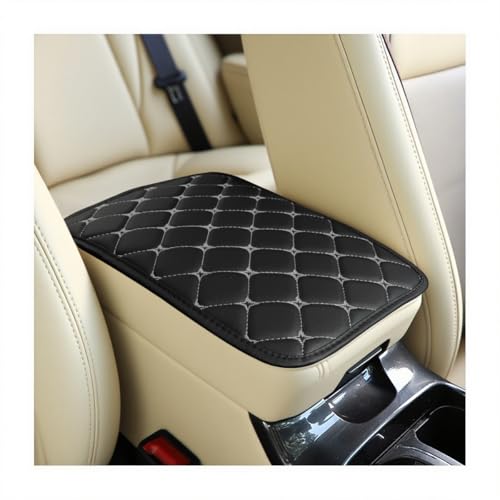 Car Center Console Cushion Pad, PU Leather Vehicle Armrest Cover Protector, Anti-Scratch Automotive Interior Arm Rest Seat Box Mat Accessories, Universal for SUV Sedan Truck (Black/Gray) - color: Black/Gray