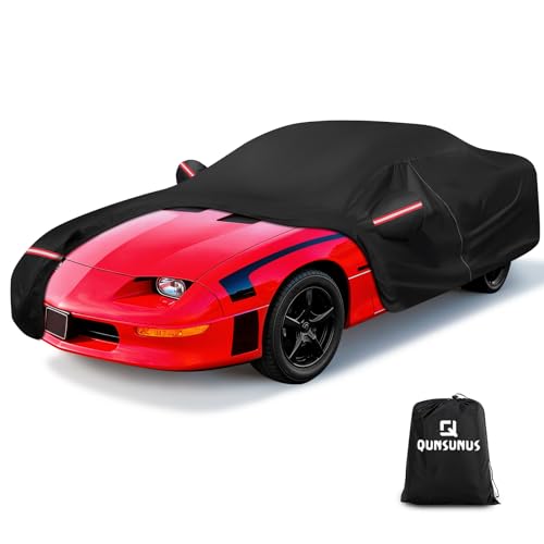 QUNSUNUS Camaro Car Cover Compatible with SS, RS, Z28, IROC 1967-2002, Waterproof Car Cover for Chevy Camaro with Cotton Lining, All Weather Cover with Straps and Zipper - color: for Chevy Camaro 1967-2002