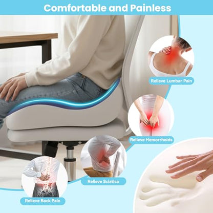 Seat Cushion,Office Chair Memory Cushion, Ergonomic Design, Relieve Sciatica and Long-Term Sitting Pain, Suitable for desks, car Seats, Games, wheelchairs - color: Blue
