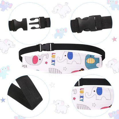 HESTYA 2 Pcs Carseat Head Support Toddler, Stroller Seat Headrest for Sleeping Traveling, Neck Relief Headband Strap for Kids Children Toddler Infant(Elephant) - color: Elephant