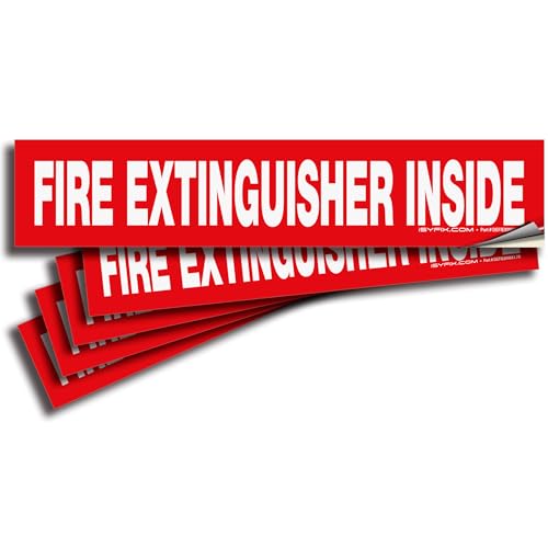 iSYFIX Fire Extinguisher Inside Sticker Sign – 5 Pack 9x1.7 Inch – Self-Adhesive Reflective Vinyl Decals, Laminated UV, Weather, Scratch, Fade Resistance, for Cars, Trucks, Trailers & Vehicles - color: Red Reflective, size: 9x1.7 (5 Pack)