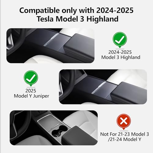 for Tesla Center Console Organizer Tray Model Y Juniper Model 3 Highland Accessories 2025 2026 Refreshed Car Storage Tray Armrest Tray Insert Cup Holder Hidden Compartment Storage - size: Juniper & Highland (Style 1)