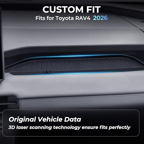 Passenger Storage Organizer Mat for Toyota RAV4 2026, Interior Accessories Center Console Glove Box Organizer Tray Silicone Anti-Slip Passenger Protective Cover Pad for 2026 RAV 4, Black - style: Fits for Toyota RAV4 2026, B