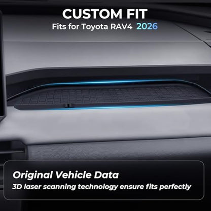 Passenger Storage Organizer Mat for Toyota RAV4 2026, Interior Accessories Center Console Glove Box Organizer Tray Silicone Anti-Slip Passenger Protective Cover Pad for 2026 RAV 4, Black - style: Fits for Toyota RAV4 2026, B