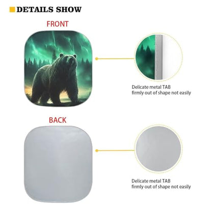 Fit Most Cars SUV Trucks Windshield Sunshade,Aurora Bear 2 PCS Foldable Sun Shade Can Blocks UV Rays Keep Your Vehicle Cool - color: Aurora Bear