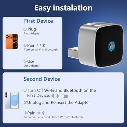 Wireless CarPlay Adapter & Android Auto Dongle, One Click Multi Device Switching Seamless Connection, Compact Size, Plug & Play Wireless CarPlay Converter for iPhone & Android, USB/USB-C, No Delay - color: B5