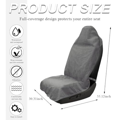 DXNQ Waterproof Car Towel Seat Cover, Sweating Non-Slip Premium Towel Carseat Cover Protector, Universal Soft Machine Washable Car Truck SUV Front Seat Cover for Gym Workout Beach Hiking (Gray) - color: Gray, 1pc, Front