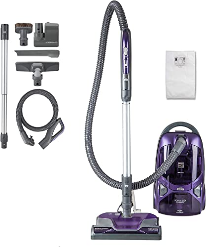 Kenmore 600 Series Pet Friendly Lightweight Bagged Canister Vacuum with Pet PowerMate, Pop-N-Go Brush, 2 Motors, HEPA Filter, Aluminum Telescoping Wand, Retractable Cord and 4 Cleaning Tools, Purple - color: Purple
