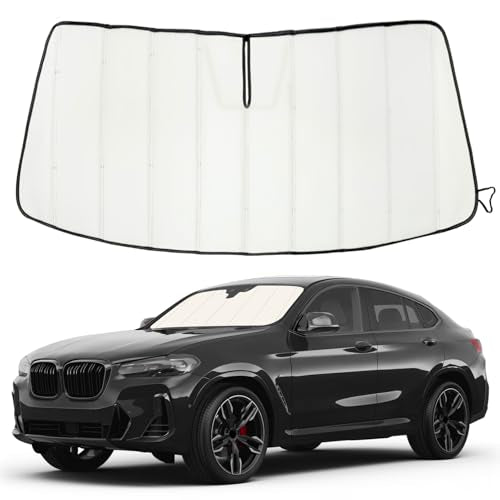 Windshield Sun Shade for BMW X4 2019-2025, Front Window Visor Accessories, Accordion Folding Design Blocks Heat & UV Rays Maintain Cool Interior and Save Space - size: BMW X4 2019-2025