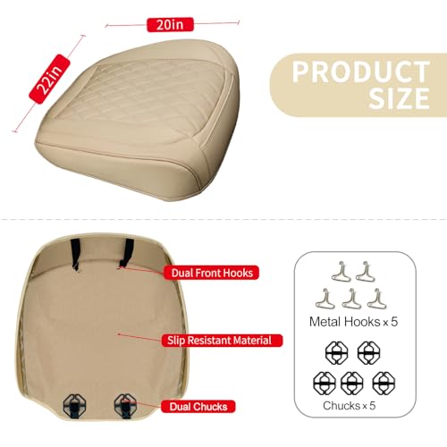 1 Pack Leather Front Car Seat Cover Bottom Car Seat, Anti-Slip and Full Wrap Driver Car Seat Protectors, Luxury Waterproof Bottom Auto Seat Cushion Pad Mat for Most Vehicles(Yellow Beige) - color: Yellow Beige-1pcs