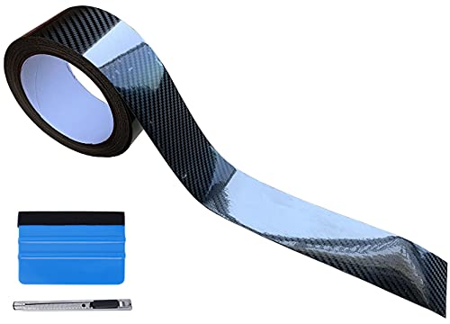LZLRUN Free Tool Kit 5D High Gloss Carbon Fiber Vinyl Tap for Black Out Chrome Delete Window Trim Door Trim (2Inches x 30Feet) - color: 5d High Gloss Carbon Fiber, size: 2Inches x 30Feet