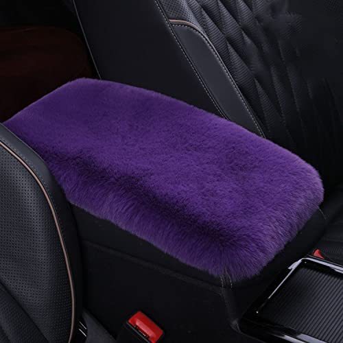 1 Set 6 Pcs Fluffy Car Steering Wheel Cover & Seat Belt Shoulder Pads & Handbrake Cover & Gear Shift Cover Set & Seat Belt Shoulder Pads Faux Wool Universal Fit Car Interior Accessories (Purple) - color: Purple