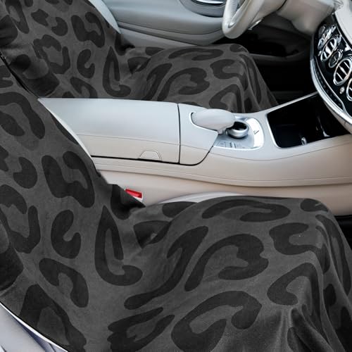 Hahafelt 2 Pack Car Seat Towel Covers with Storage Bag, 63 x 32 Inch Universal Non Slip Waterproof Sweat Protector for Car Truck, Gym Swimming Running, Machine Washable (Black Leopard) - style: Black Leopard