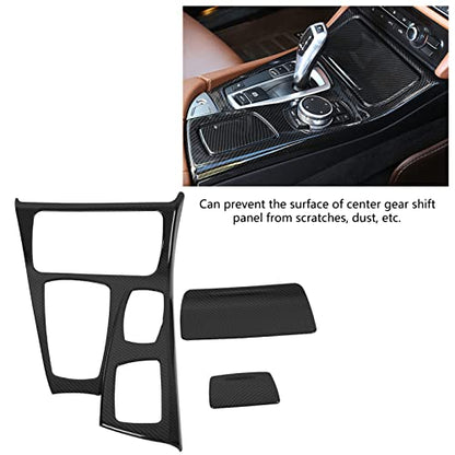 Carbon Pattern Gear Shift Panel Cover Trim, Car Interior Center Console Upgrade Compatible with 5 Series F10 2011-2016, Dashboard Accessory