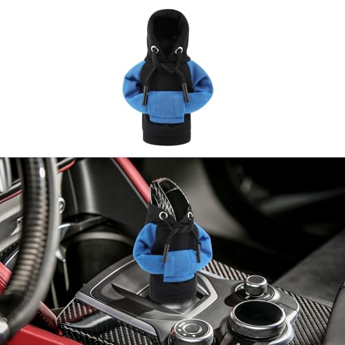 Universal Gear Shift Cover - 4.76Inch Funny Shifter Hoodie, Car Shifter Stick Protector Decoration for Most Car Gear Shift Levers - color: Black Blue, size: 1 Piece
