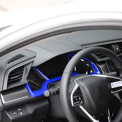 YINGTUU for Honda 10th Gen Civic 2016-2021 Accessories Dash Board Trim Cover Interior Glossy Blue - color: Dash Board Trim Cover-Blue