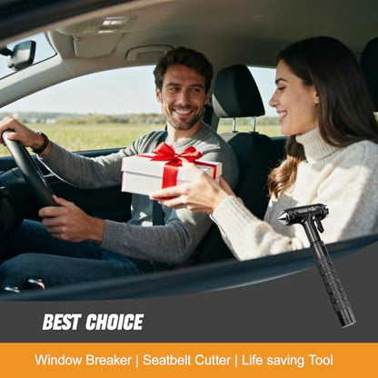 Car Window Breaker, Automotive Safety Hammer with Seatbelt Cutter, 3-in-1 Emergecy Escape Tool Car Metal Window Breaker Seatbelt Cutter, Aluminium Alloy Glass Breaker Hammer(Black 2Pack) - color: Black, size: 2 Pack