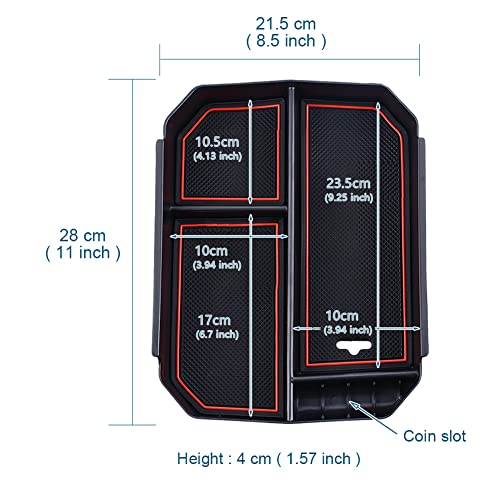 JSCARLIFE Car Center Console Armrest Box Glove Box Organizer Tray Secondary Storage Compatible for 2015-2017 Toyota Highlander