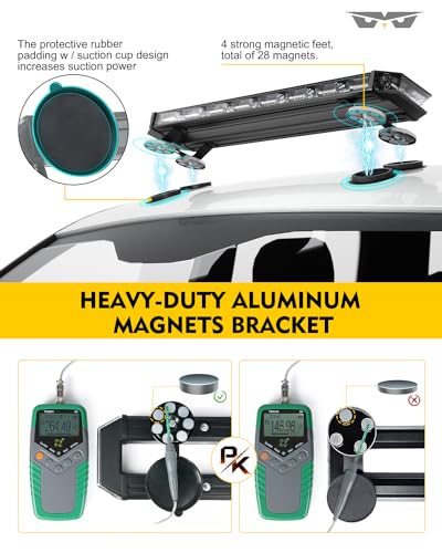 LUMENIX 26-Inch LED Rooftop Strobe Emergency Lights Bar for Vehicles, w/Controller Heavy-Duty Magnetic Mount Safety Beacon Construction Light for Trucks Roof Top Traffic Lightbar - Amber and White - color: Amber and White