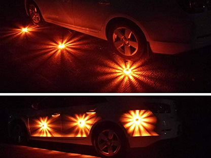 Tobfit 3 Pack LED Road Flares Emergency Lights Roadside Safety Beacon Disc Flashing Warning Flare Kit with Magnetic Base & Hook for Car Truck Boats | 9 Flash Modes (Batteries Not Included) (3) - color: 3 Sets